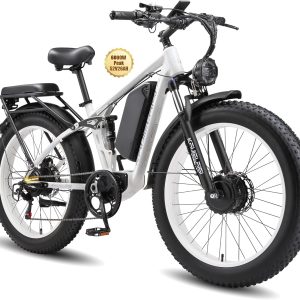 KAIJIELAISI V3 Pro 6000W Peak Electric Bike for Adults, 38MPH 26” Fat Tire Dirtbike, AWD Ebike Dual Motor, 52V 26AH Removable Battery Fast Dual Hydraulic Brake Electric Mountain Bike Full Suspension Ebikes